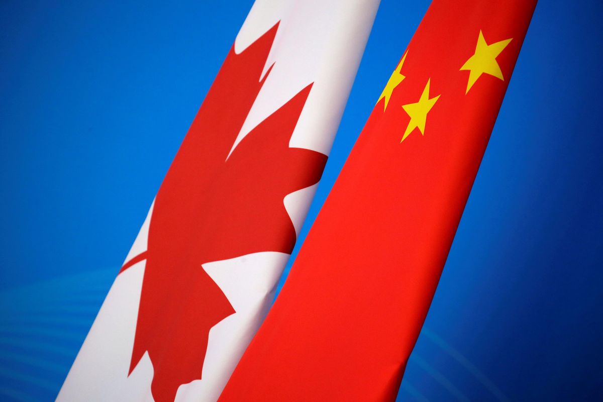 Flags of Canada and China 