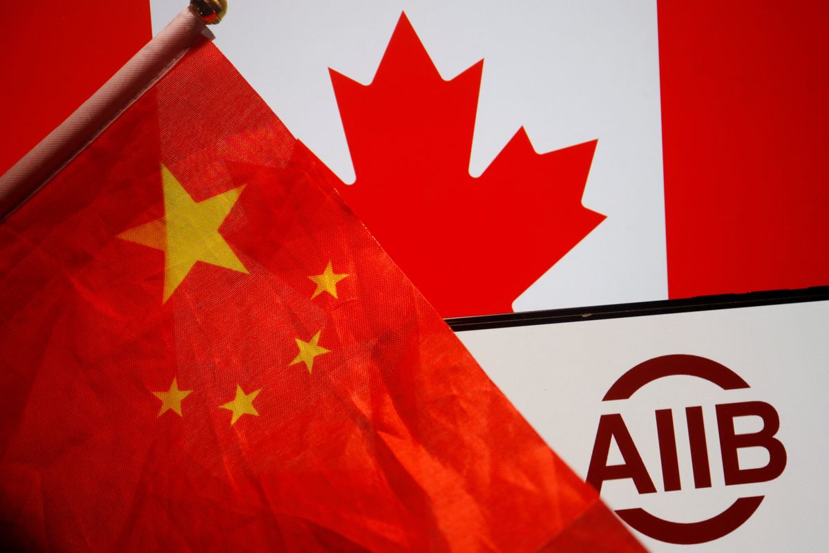 Flags of China and Canada are displayed next to the logo of Asian Infrastructure Investment Bank.