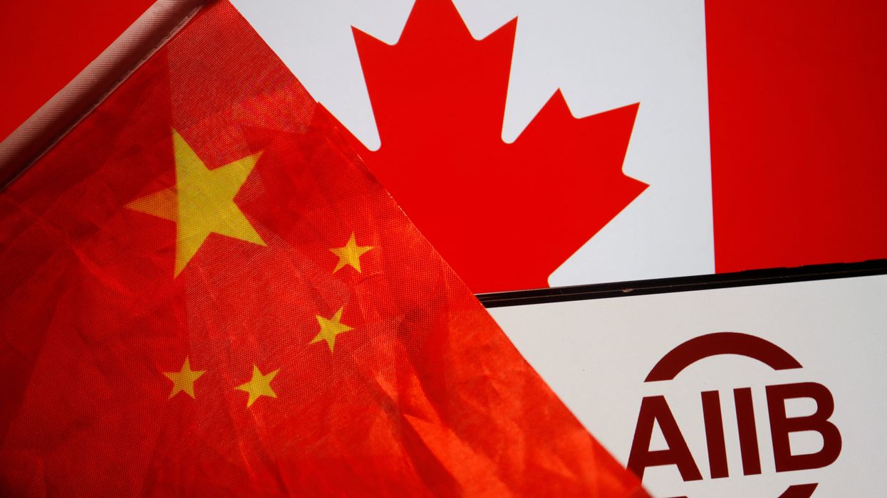 Flags of China and Canada are displayed next to the logo of Asian Infrastructure Investment Bank.