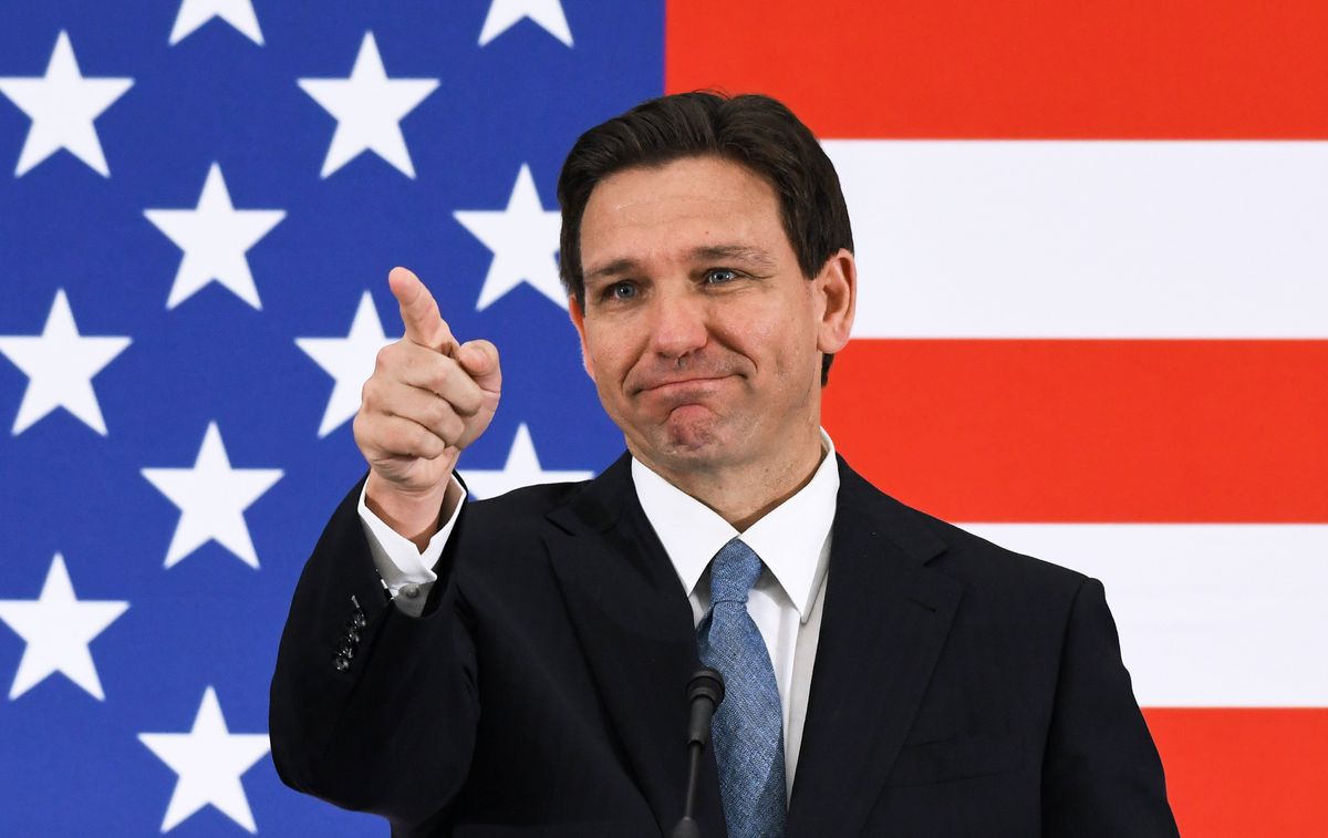Florida Gov. Ron DeSantis during a press conference at the American Police Hall of Fame & Museum in Titusville.