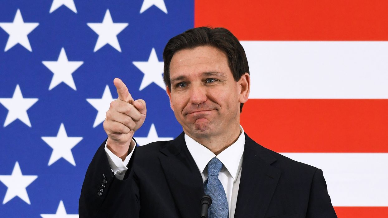 Florida Gov. Ron DeSantis during a press conference at the American Police Hall of Fame & Museum in Titusville.