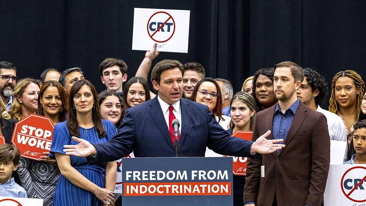 Florida Gov. Ron DeSantis signed HB 7, known as the “stop woke act,” in Florida, on April 22, 2022.