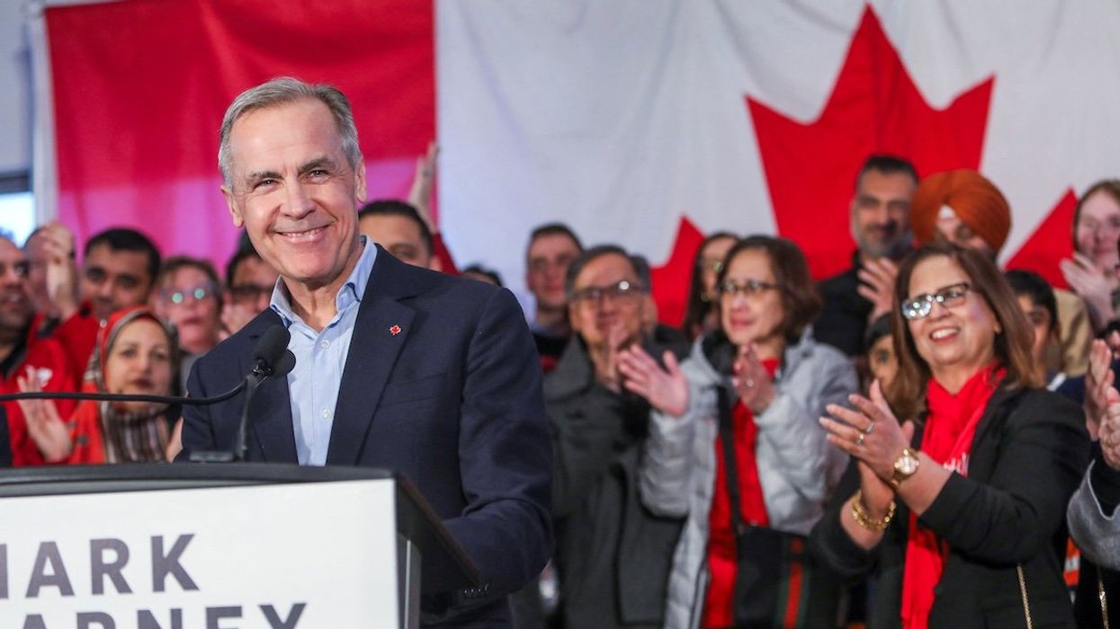 Former Bank of Canada and Bank of England Governor Mark Carney announcing his bid to replace Prime Minister Justin Trudeau as leader of the ruling Liberal Party, in Edmonton, Alberta, Canada, on Jan. 16, 2025.