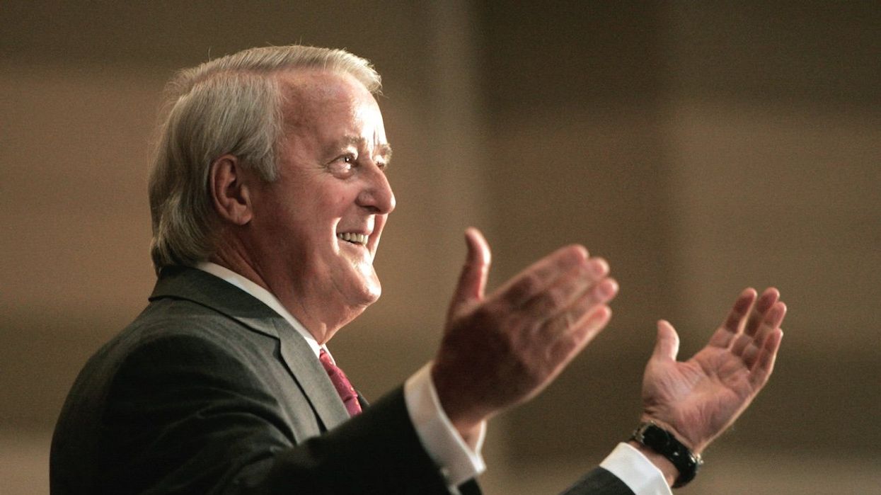 Former Canadian Prime Minister Brian Mulroney reacts to a standing ovation at the Canadian Club in Ottawa, Canada, on Sept. 14, 2007.