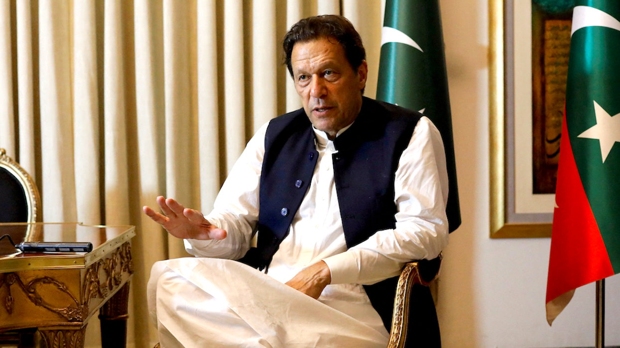 Former Pakistan Prime Minister Imran Khan speaks to Reuters during an interview in Lahore, Pakistan, in March 2023.