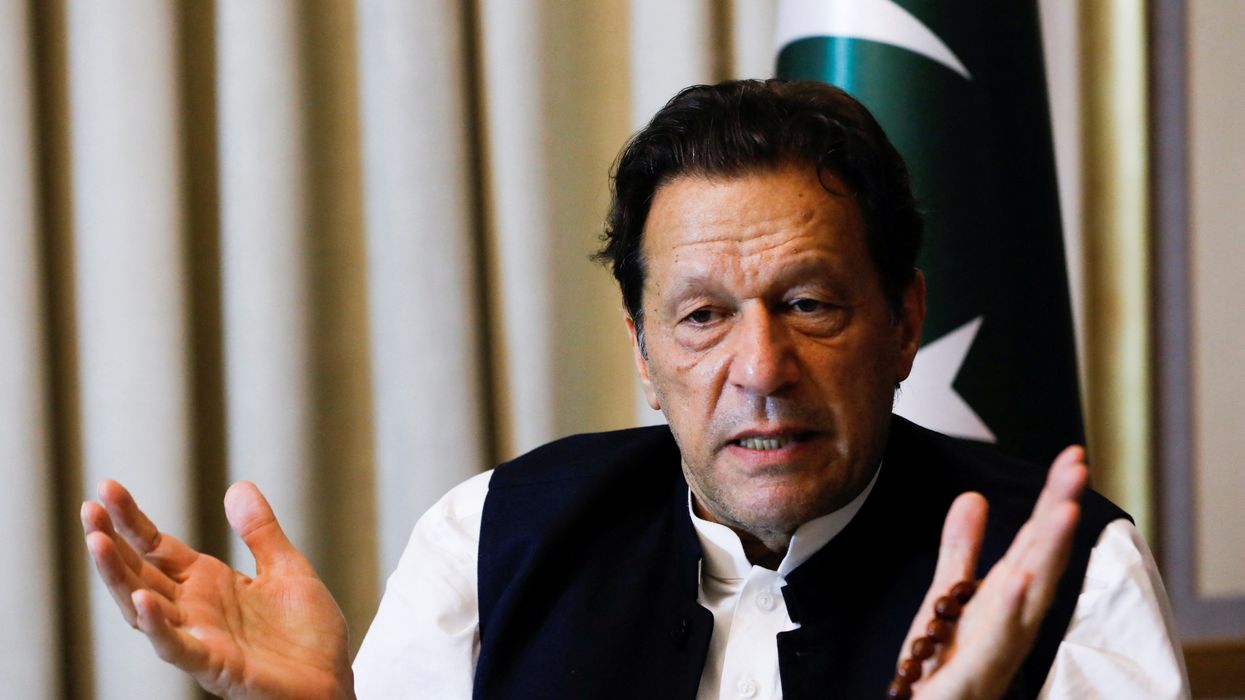 Former Pakistani PM Imran Khan, gestures as he speaks with Reuters during an interview in Lahore.