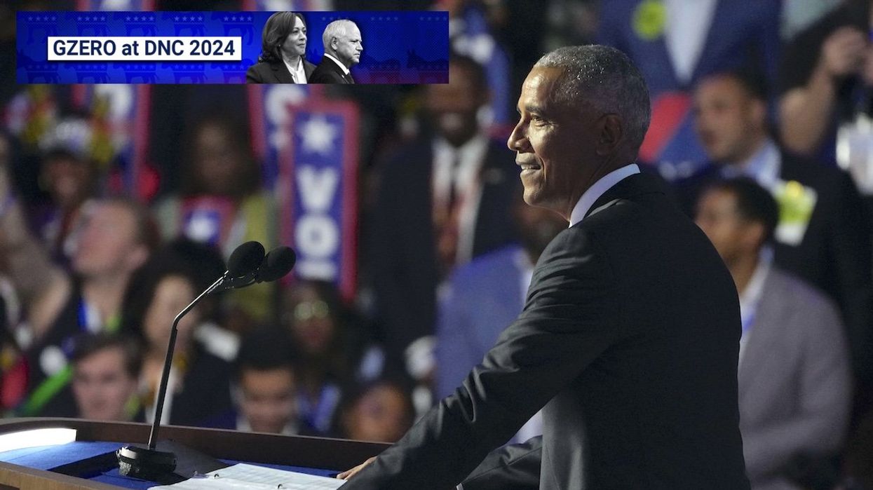 Former President Barack Obama speaks during the second day of the Democratic National Convention at the United Center.