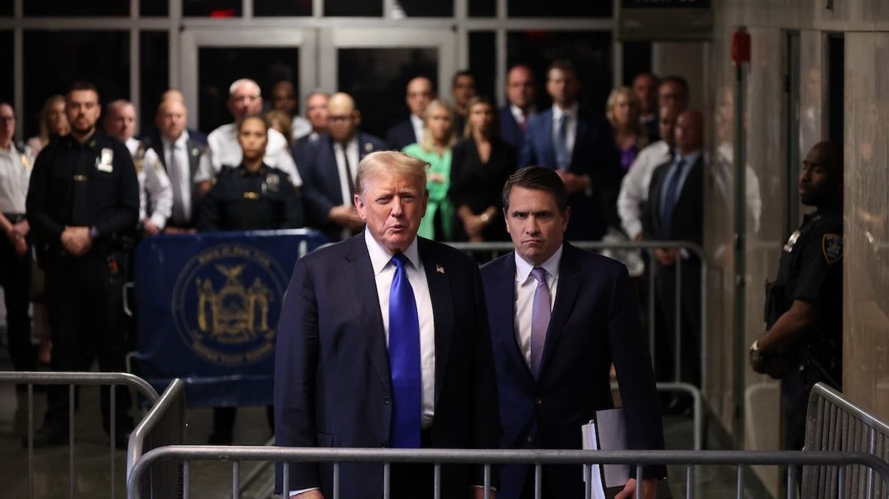 Former President Donald Trump gives brief remarks alongside his attorney Todd Blanche at the conclusion of his hush money trial at Manhattan criminal court on July 11.