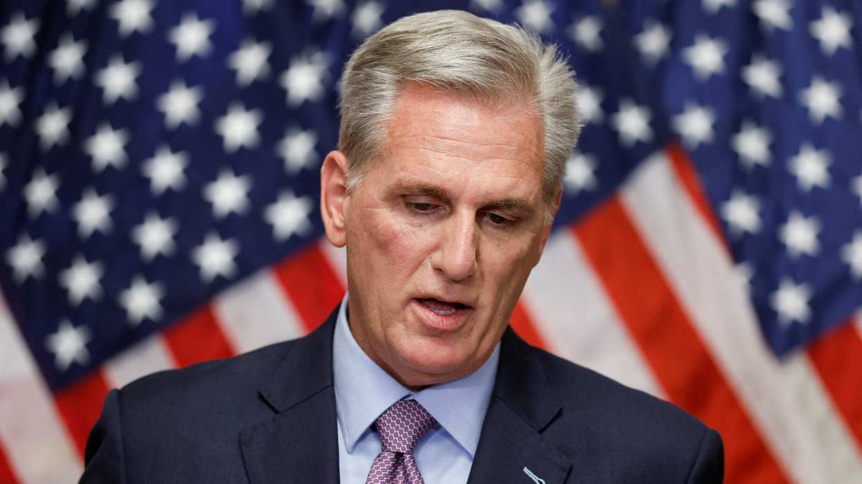 Former Speaker of the House Kevin McCarthy (R-CA) speaks to reporters after he was ousted from the position of Speaker