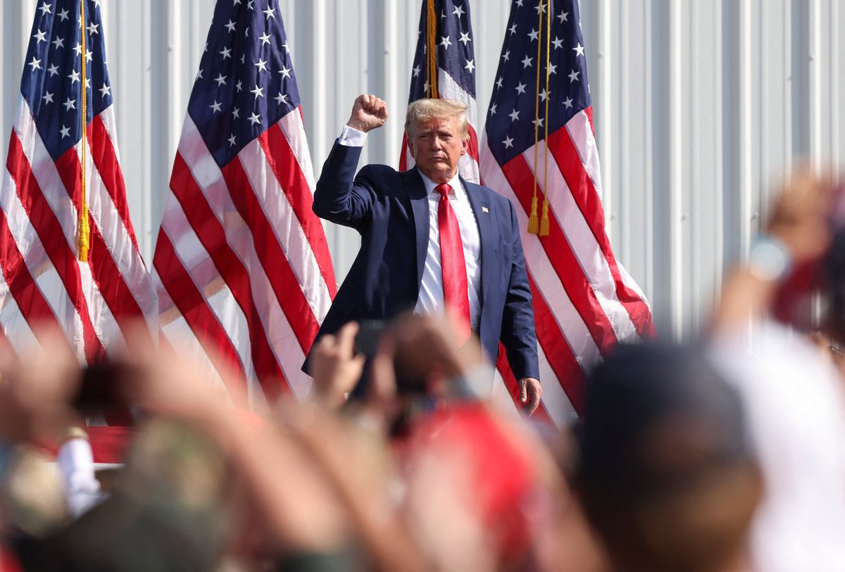 Former U.S. President and Republican presidential candidate Donald Trump attends a 2024 presidential election campaign event in Summerville, South Carolina.