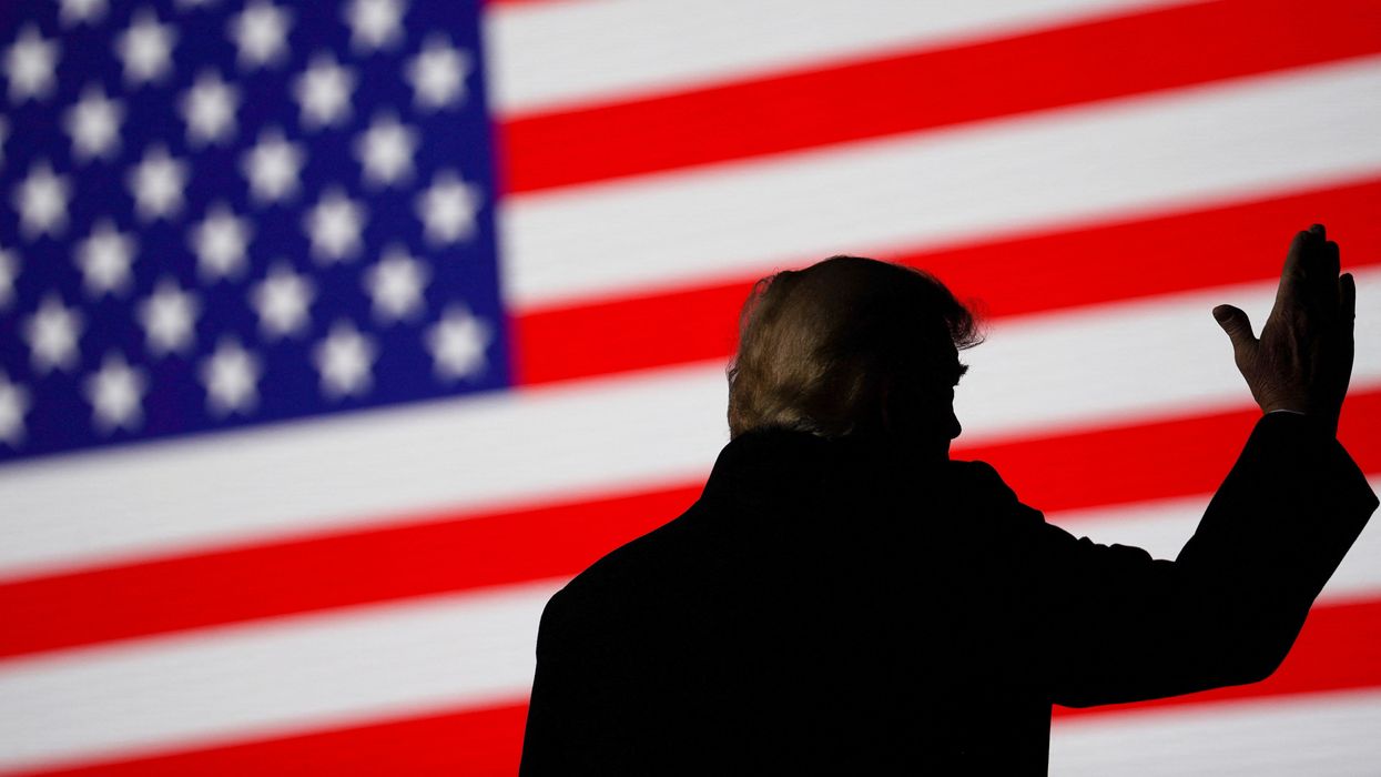 Former U.S. President Donald Trump at a rally in Conroe, Texas.