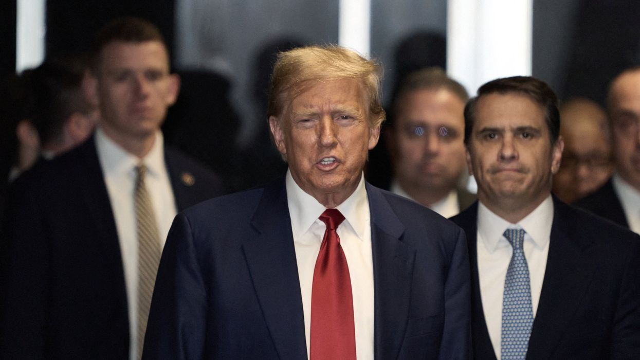 Former U.S. President Donald Trump leaves Manhattan Criminal court after a hearing in the upcoming hush money trial, in New York City, U.S., March 25, 2024. 