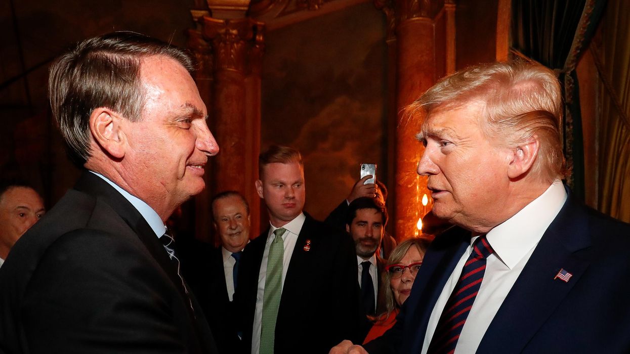 Former United States President Donald Trump and Brazilian President Jair Bolsonaro at Mar-a-Lago in 2020.