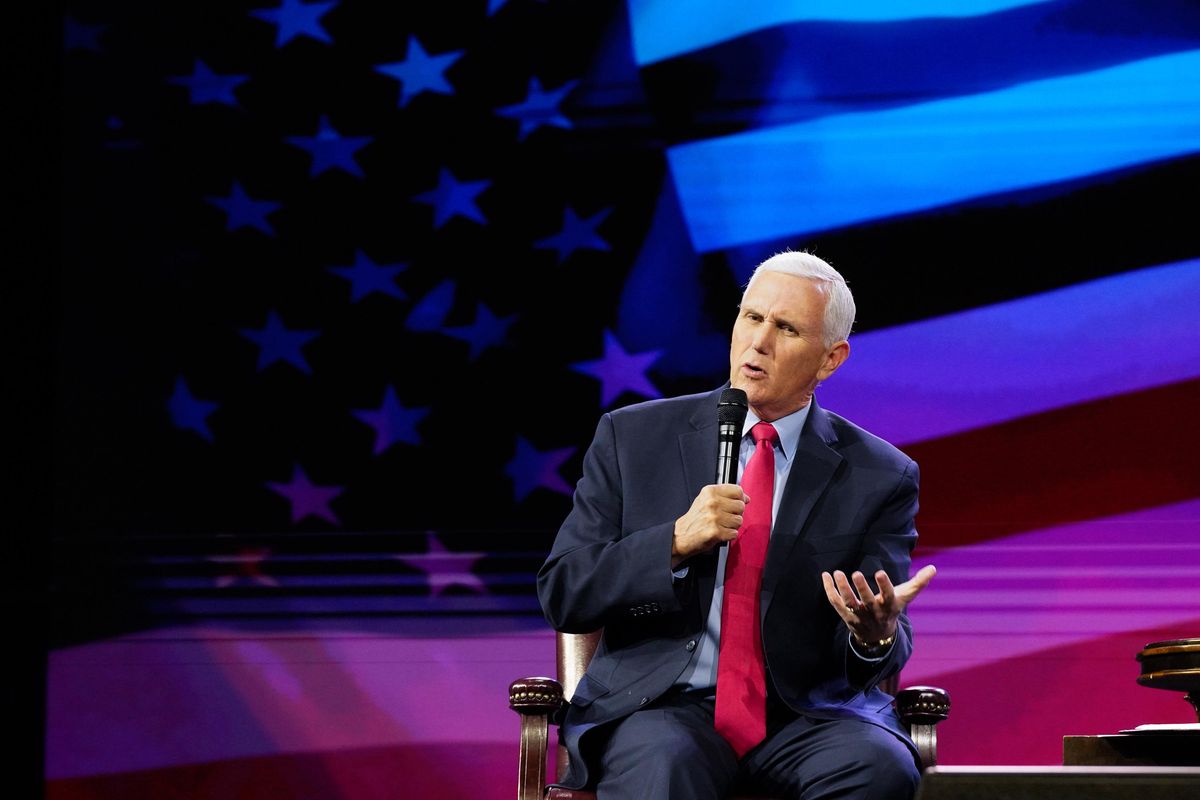 Former US Vice President Mike Pence, speaks at Cornerstone Church.