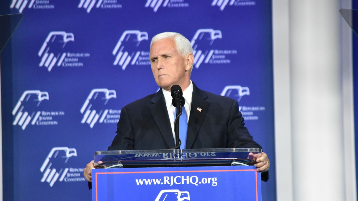 Former Vice President Mike Pence announces he is dropping out of the race for president of the United States at the Republican Jewish Coalition Annual Leadership Summit in Las Vegas, Nevada, on Saturday.