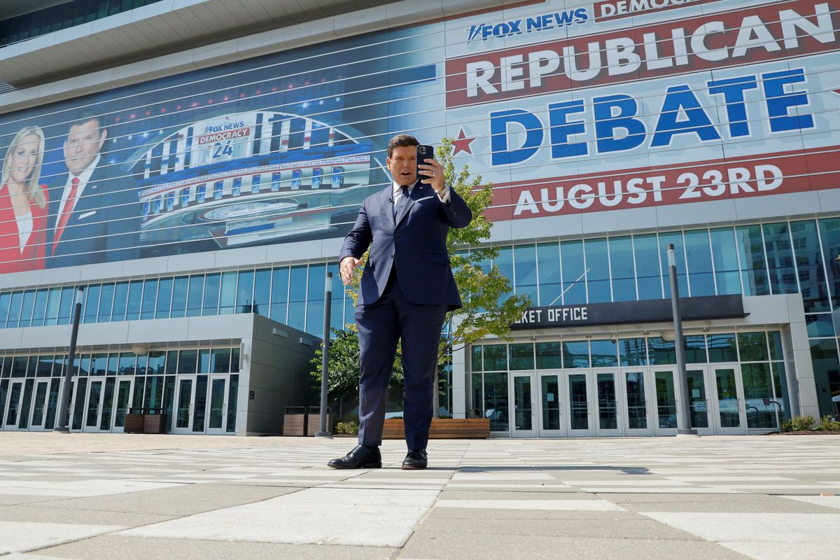 Fox News Host and debate moderator Bret Baier outside the venue for the first GOP primary debate.