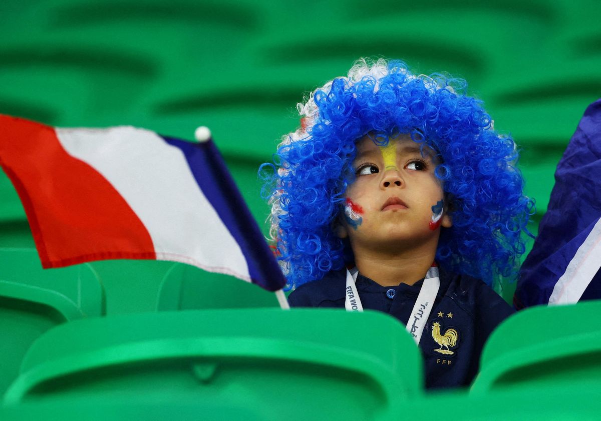 France fan inside the stadium before the World Cup 1/16 match against Poland.
