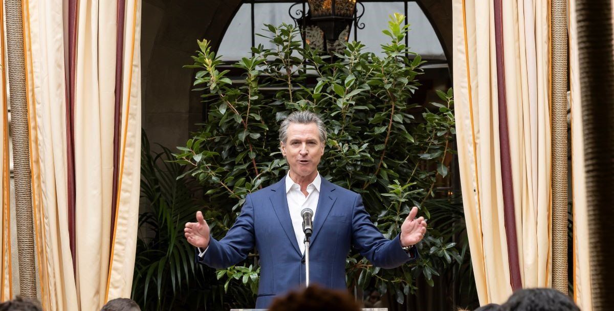 ​Gavin Newsom speaks at the Vogue World: Hollywood Announcement at the Chateau Marmont in West Hollywood, CA on March 26, 2025. 