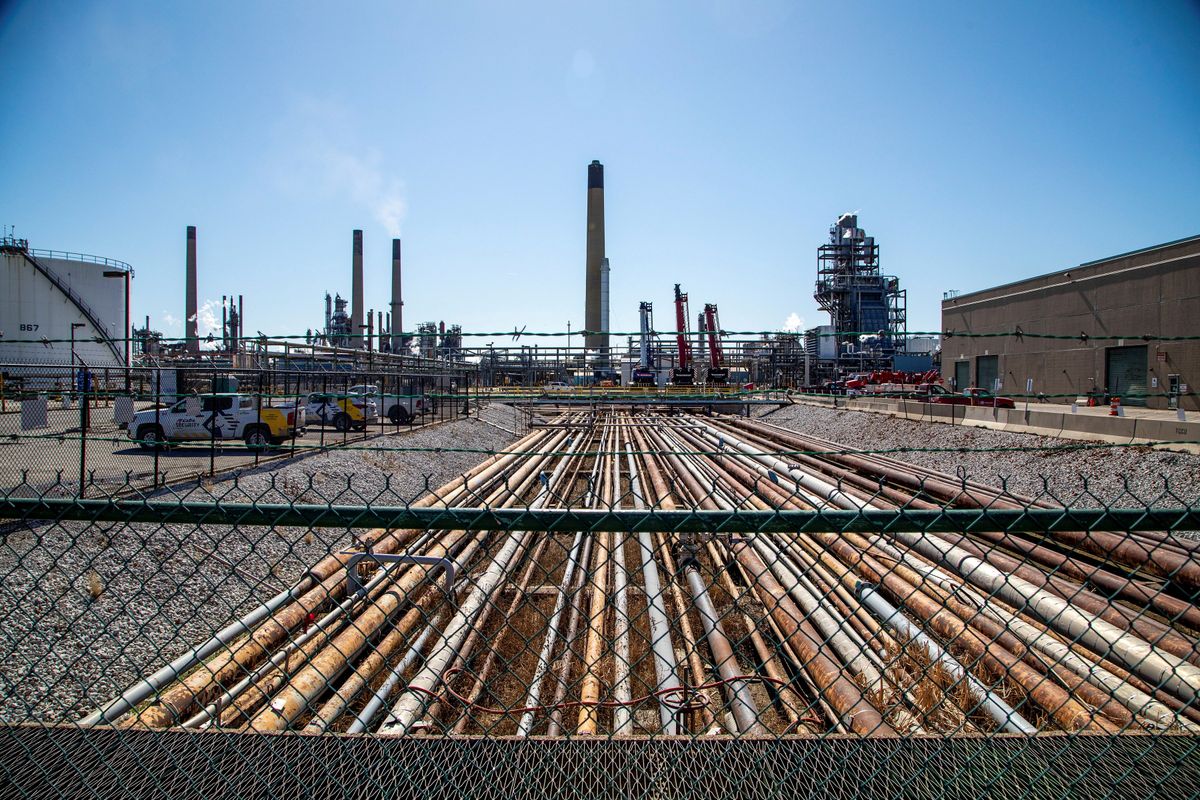 General view of the Imperial Oil refinery located near Enbridge's Line 5 pipeline in Sarnia, Ontario.