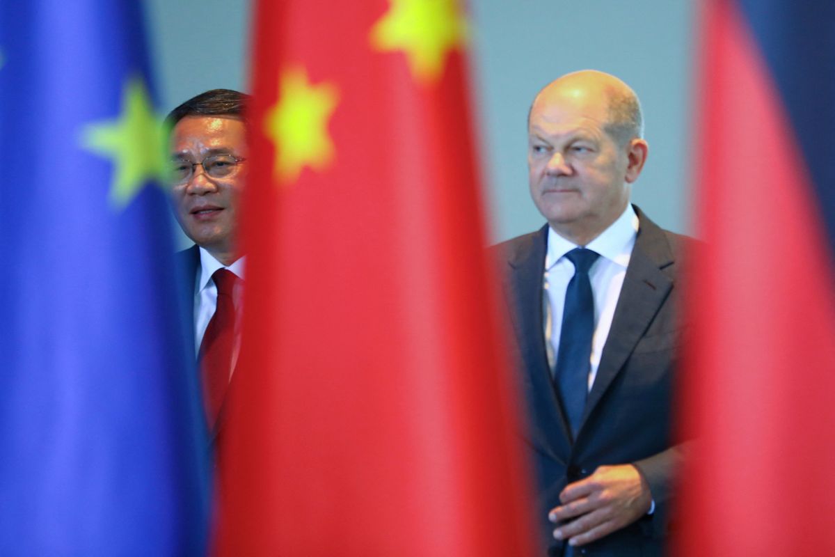 German Chancellor Olaf Scholz and Chinese Premier Li Qiang meet in Berlin on June 20, 2023.