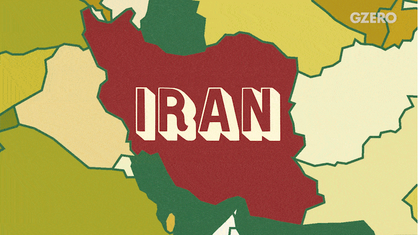 Gif of Iran map & nuclear bomb