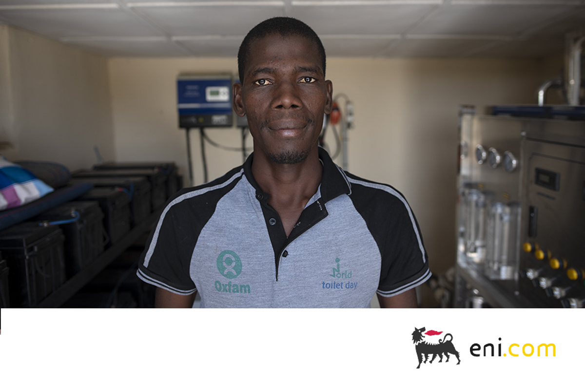 Goni Shariff, community volunteer at Eni's solar-powered well in Chibok, Nigeria