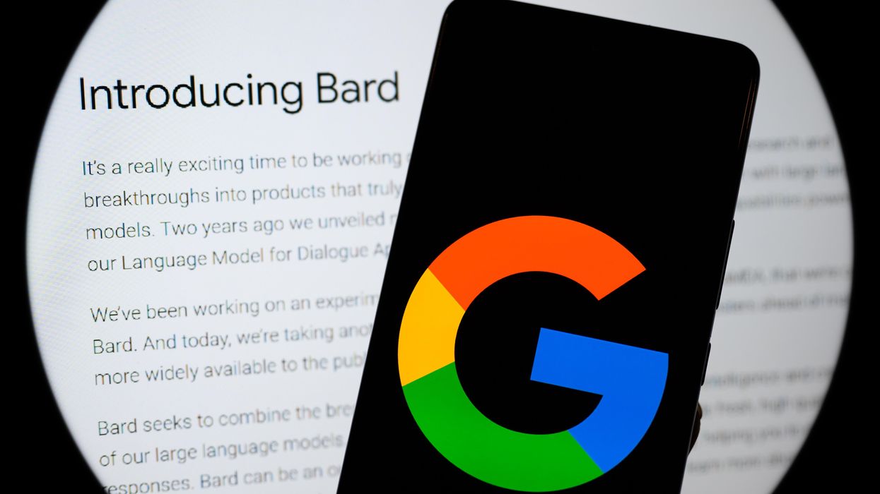 Google Bard seen on Google blog post with Google logo on mobile, in Brussels, Belgium.