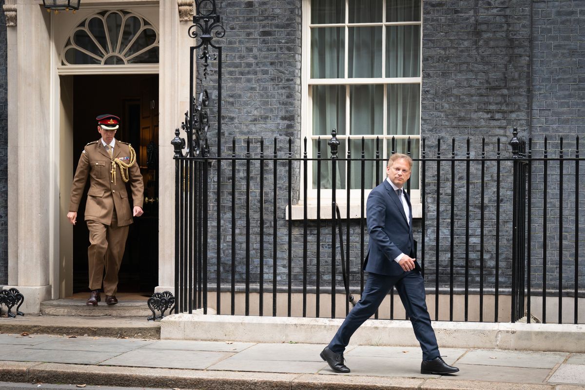 Grant Shapps leaves Downing Street after being appointed Defence Secretary in Prime Minister Rishi Sunak's mini-reshuffle.