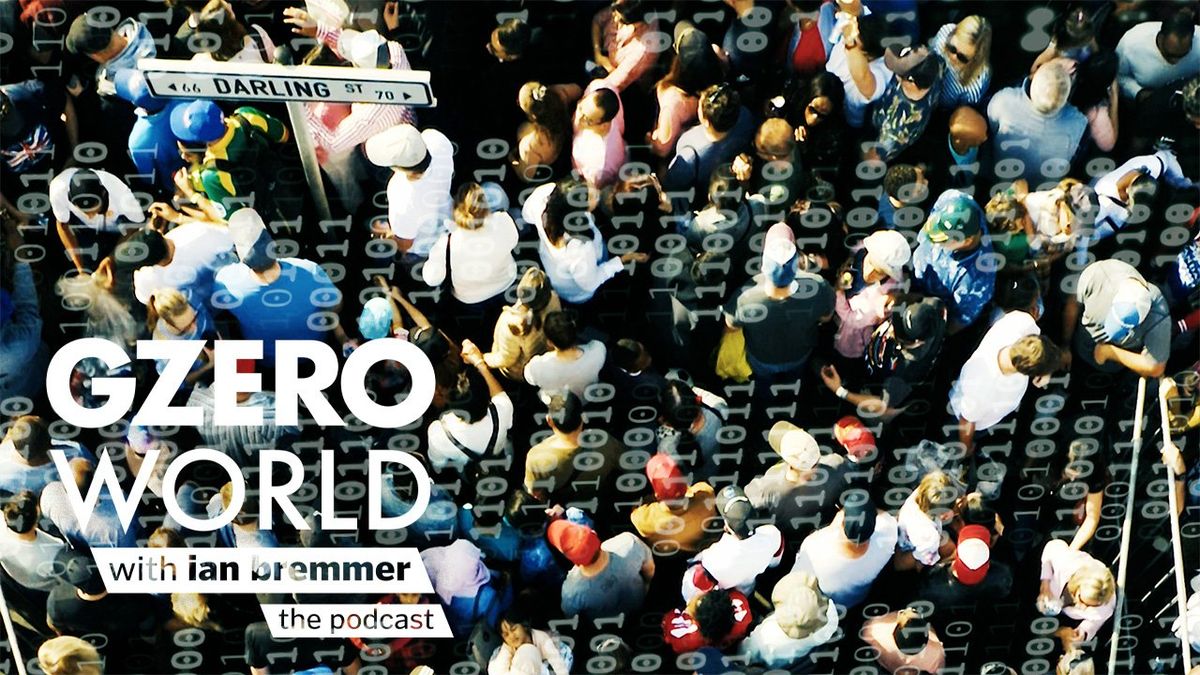 Graphic of crowd with the logo of GZERO World with Ian Bremmer: the podcast