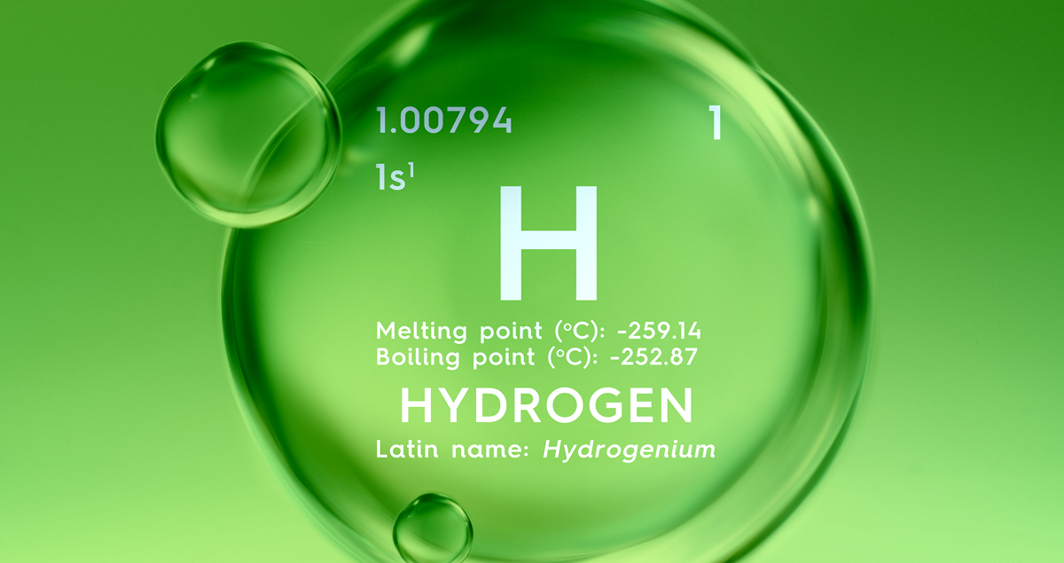 Green graphic with information about Hydrogen