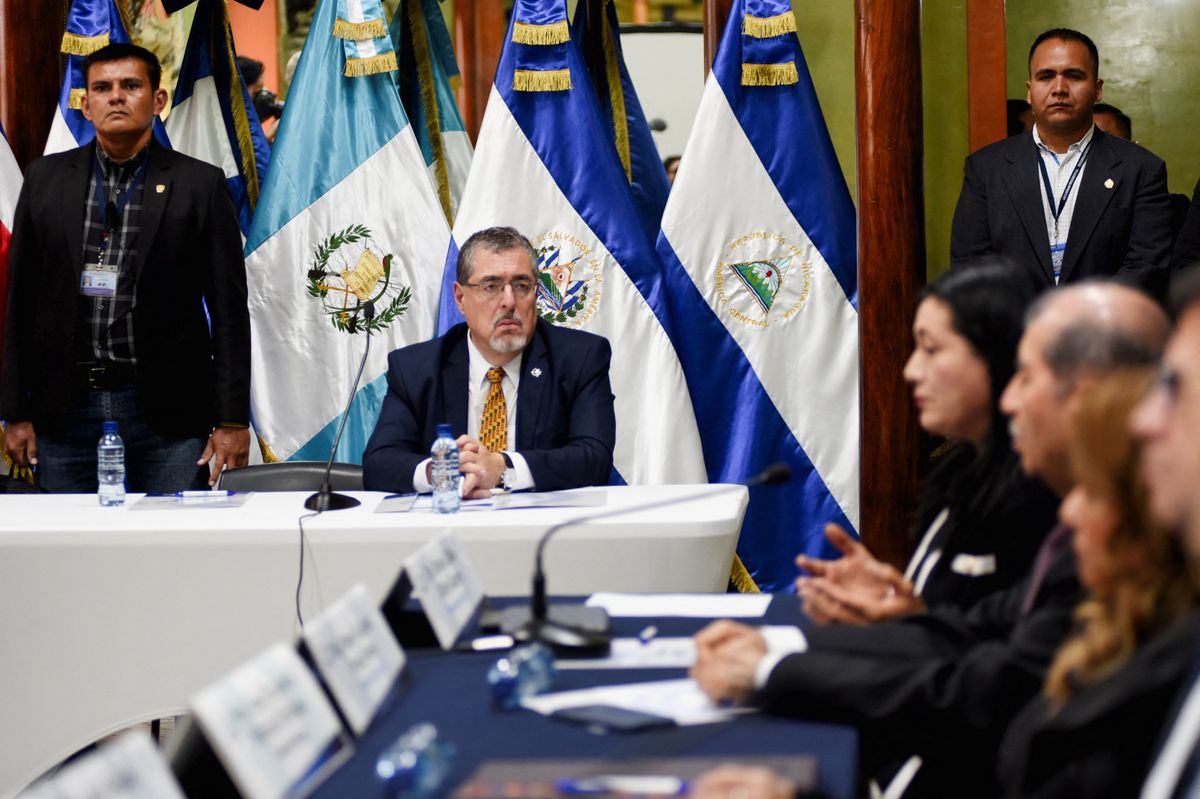 Guatemala President-elect Bernardo Arevalo meets with judges of the Supreme Electoral Tribunal in Guatemala City.