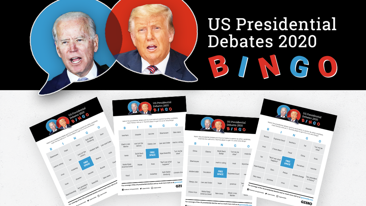 GZERO Presidential Debate Bingo Sept 29 2020