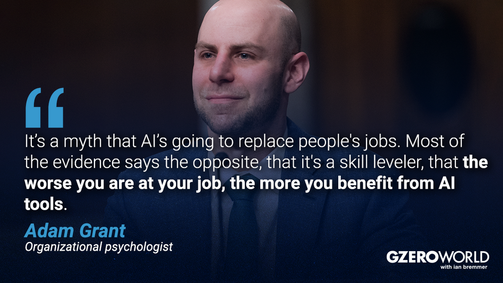 GZERO World with ian bremmer \u2014 most quotable moments of 2024 | Pictured: Adam Grant with quotes from him