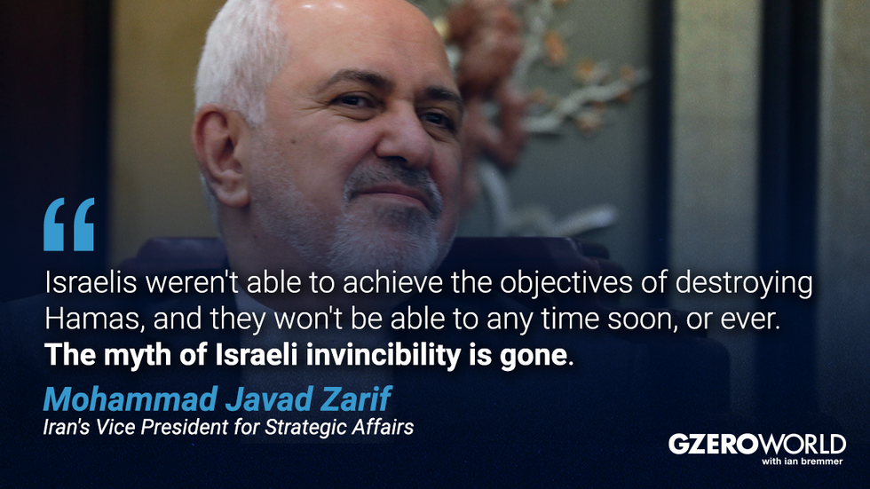 GZERO World with ian bremmer \u2014 most quotable moments of 2024 | Pictured: Mohammad Javad Zarif with quotes from him