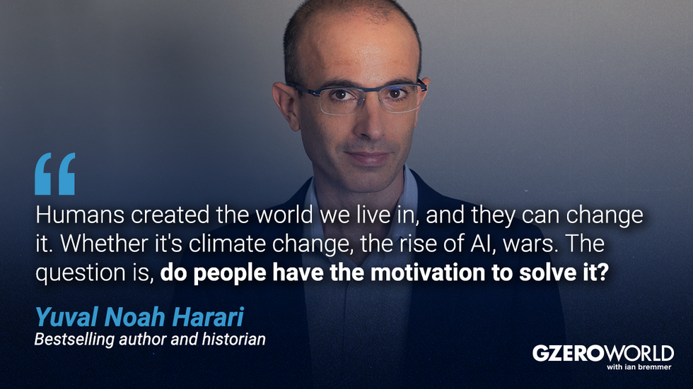 GZERO World with ian bremmer \u2014 most quotable moments of 2024 | Pictured: Yuval Noah Harari with quotes from him