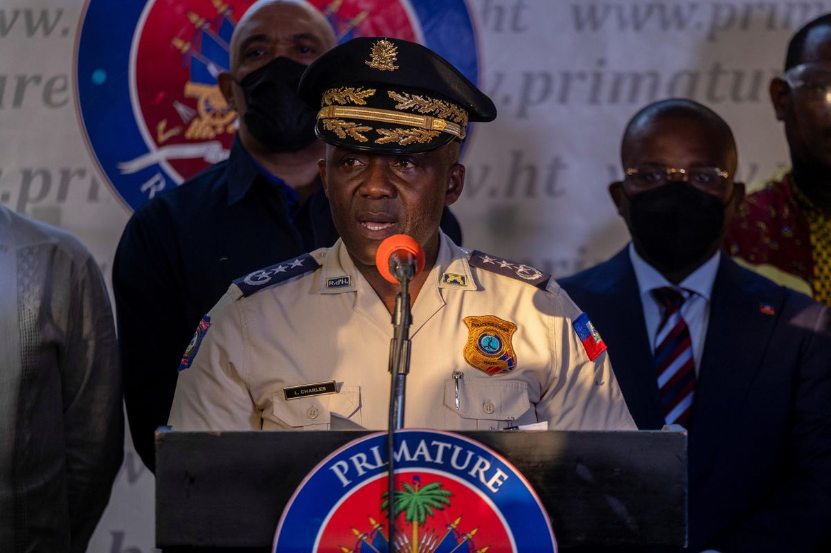 Haiti's Head of Haitian National Police, Leon Charles speaks during a news conference following the assassination of President Jovenel Moise, in Port-au-Prince, Haiti July 11, 2021