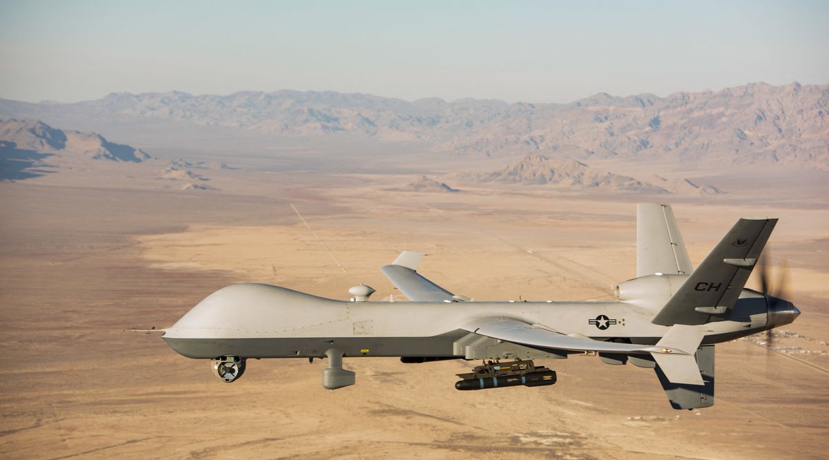 Handout photo dated January 14, 2020 shows an MQ-9 Reaper flies over the Nevada Test and Training Range.