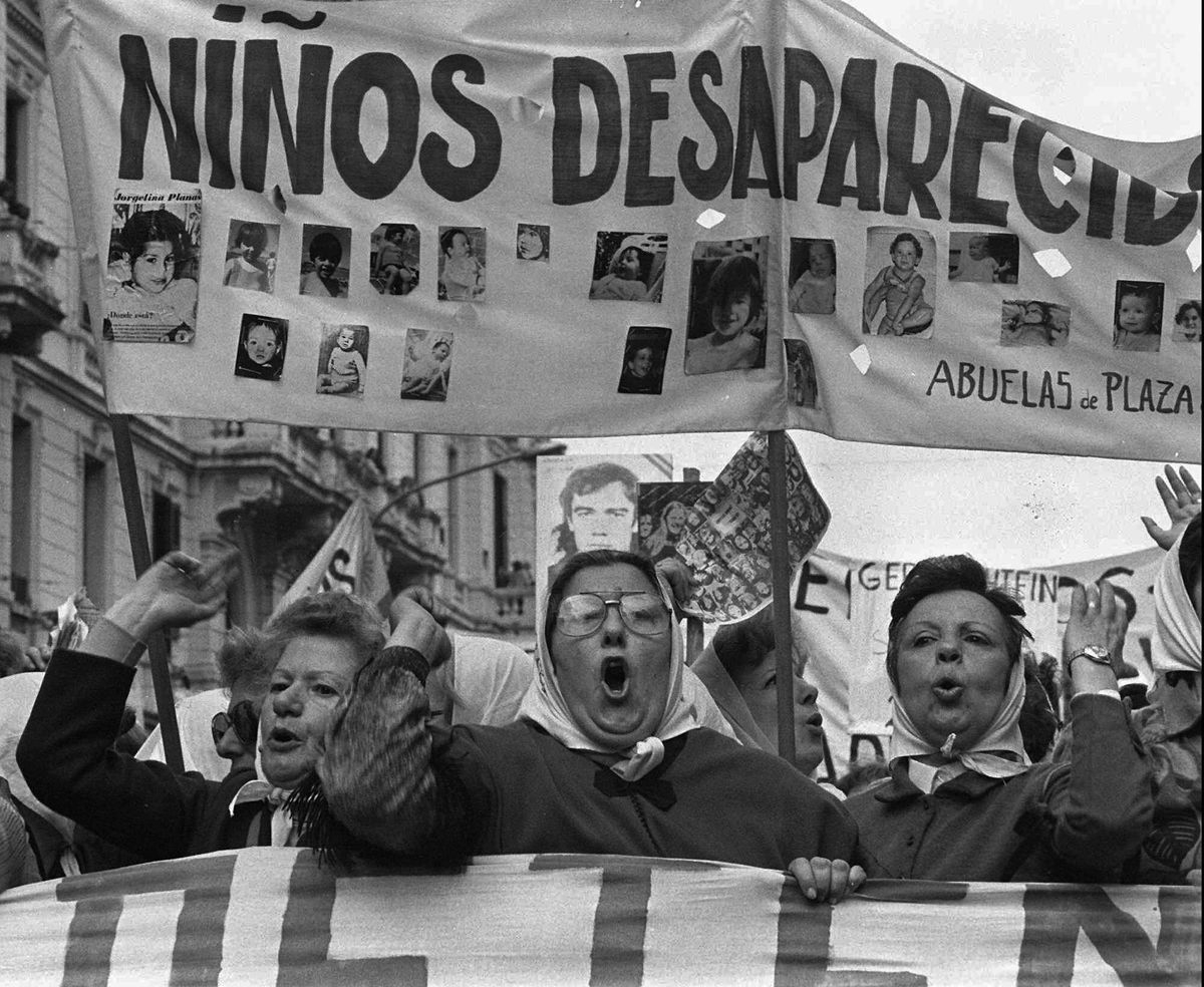 ​Hebe de Bonafini, the head of Argentina's Mothers of Plaza de Mayo group, whose children disappeared during the dirty war of 1970s, leads one of the marches in Buenos Aires's Plaza de Mayo in December 1979.
