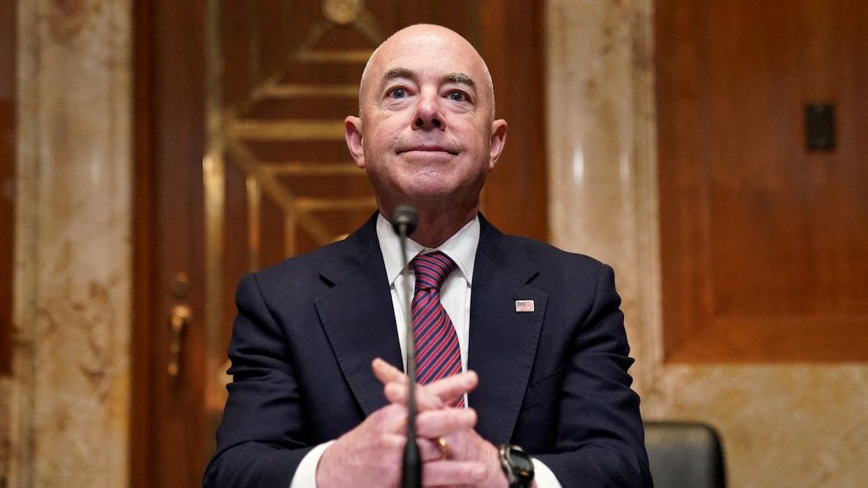 Homeland Security chief Alejandro Mayorkas takes his seat to testify before a Senate hearing on the department's budget request on Capitol Hill in Washington, U.S., May 26, 2021.