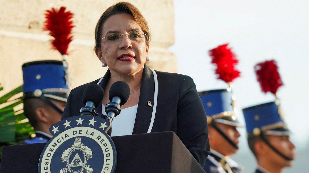 Honduras' President Xiomara Castro delivers a speech during a ceremony to commemorate the National Flag Day, in Tegucigalpa, Honduras September 1, 2024.