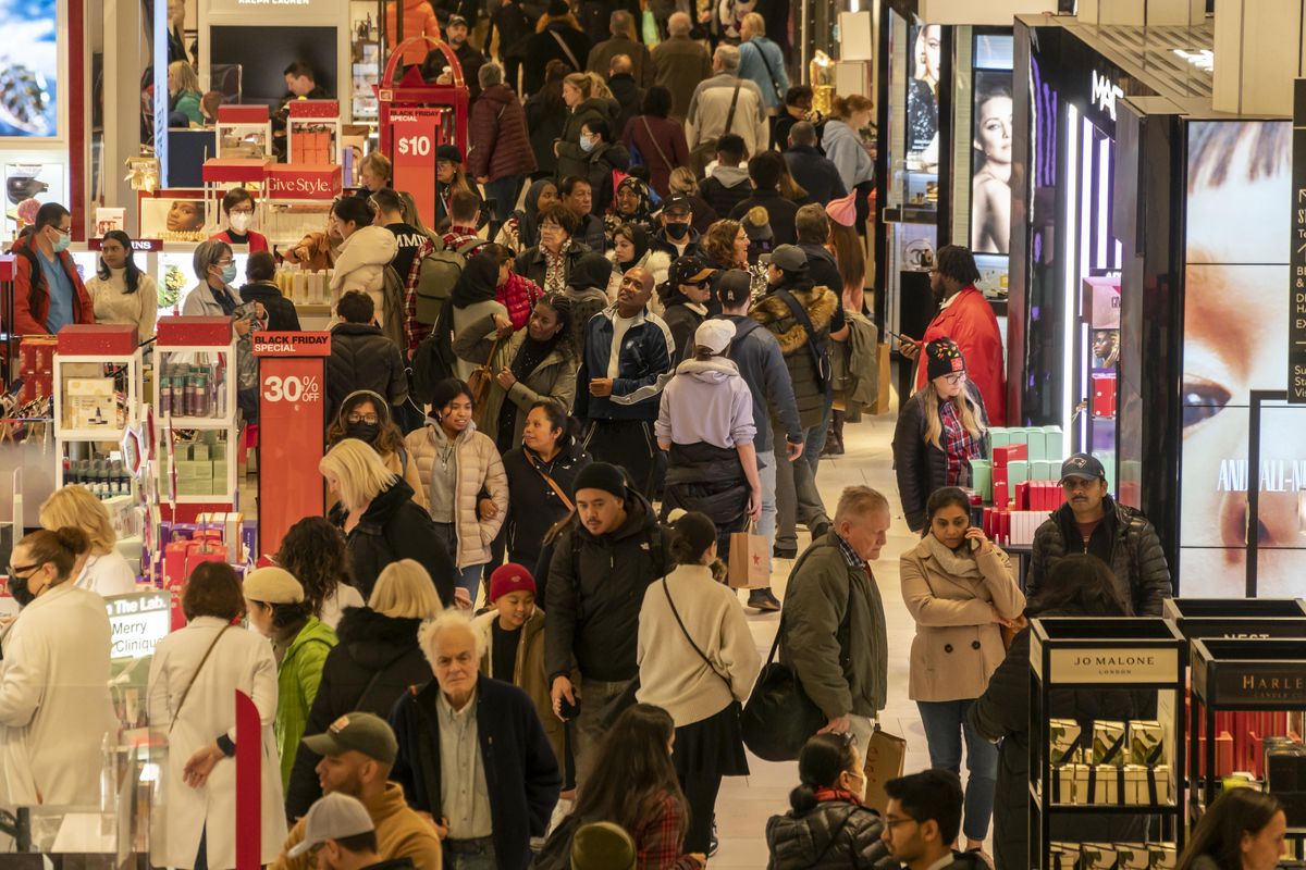 Hordes of shoppers throng the Macy's Herald Square flagship store in New York on Black Friday.