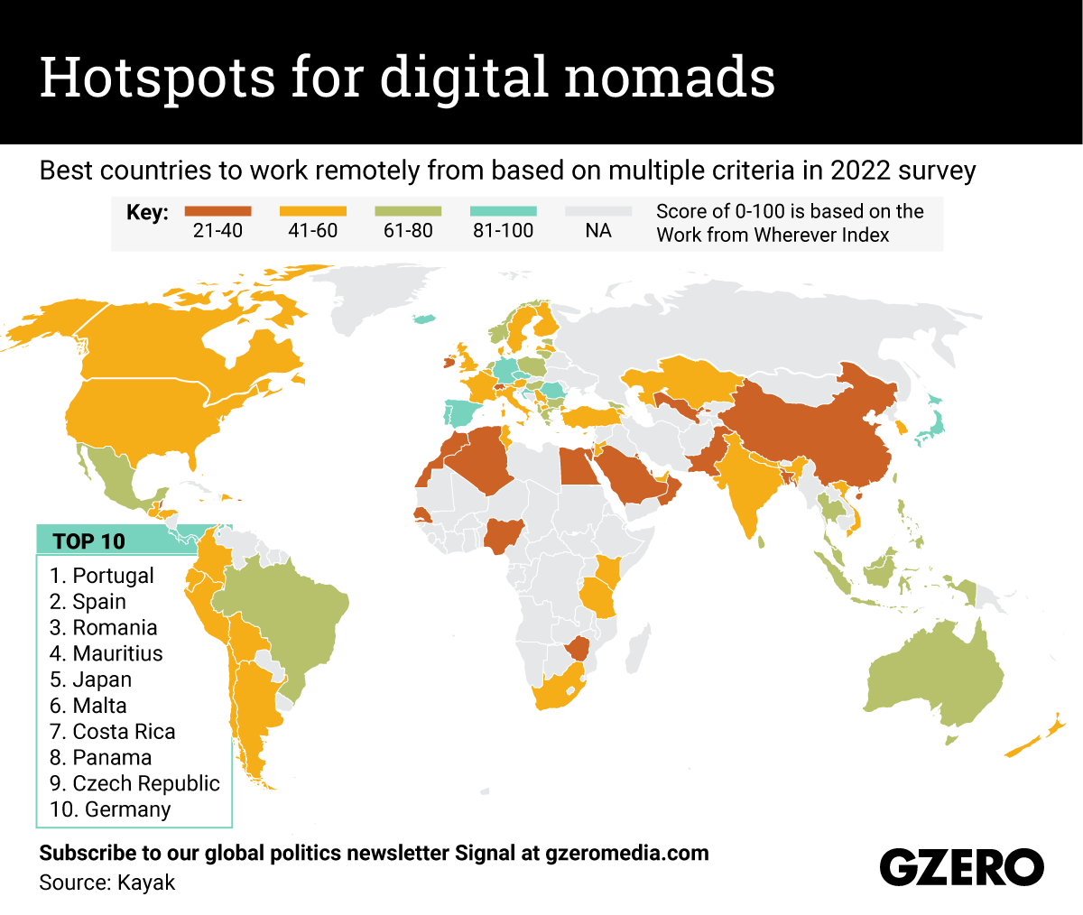 The Graphic Truth: Hotspots for digital nomads - GZERO Media