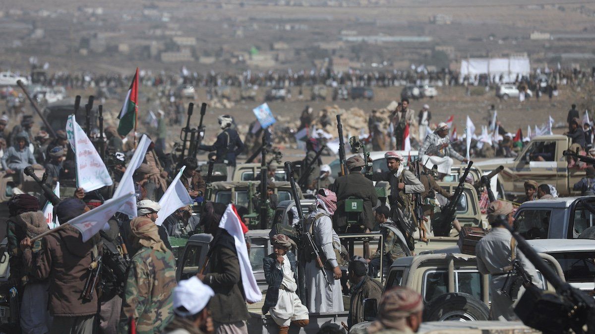 Houthi tribesmen parade to show defiance after U.S. and U.K. air strikes on Houthi positions near Sanaa, Yemen February 4, 2024.