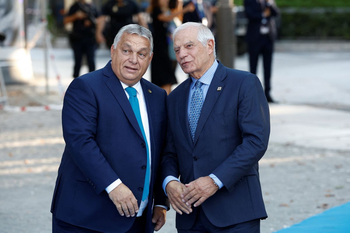 Hungary's Prime Minister Viktor Orban and High Representative of the European Union for Foreign Affairs and Security Policy Josep Borrell attend the informal meeting of European heads of state or government, in Granada, Spain October 6, 2023.