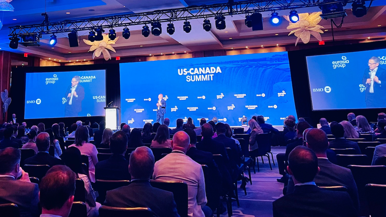 Ian Bremmer addresses the audience at the second annual US-Canada Summit in Toronto on June 11, 2024.