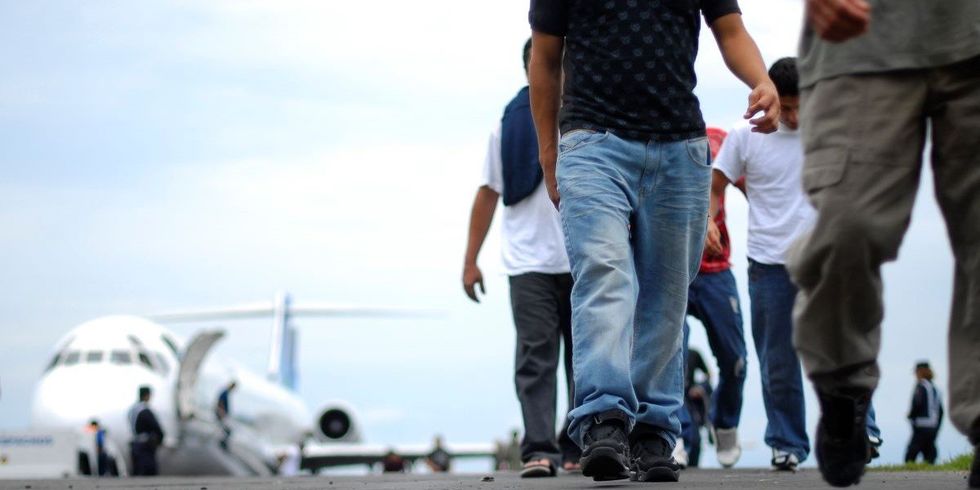 ​Illegal immigrants from El Salvador arrive at the Comalapa international airport after being deported from the U.S. in Comalapa, on the outskirts of San Salvador.
