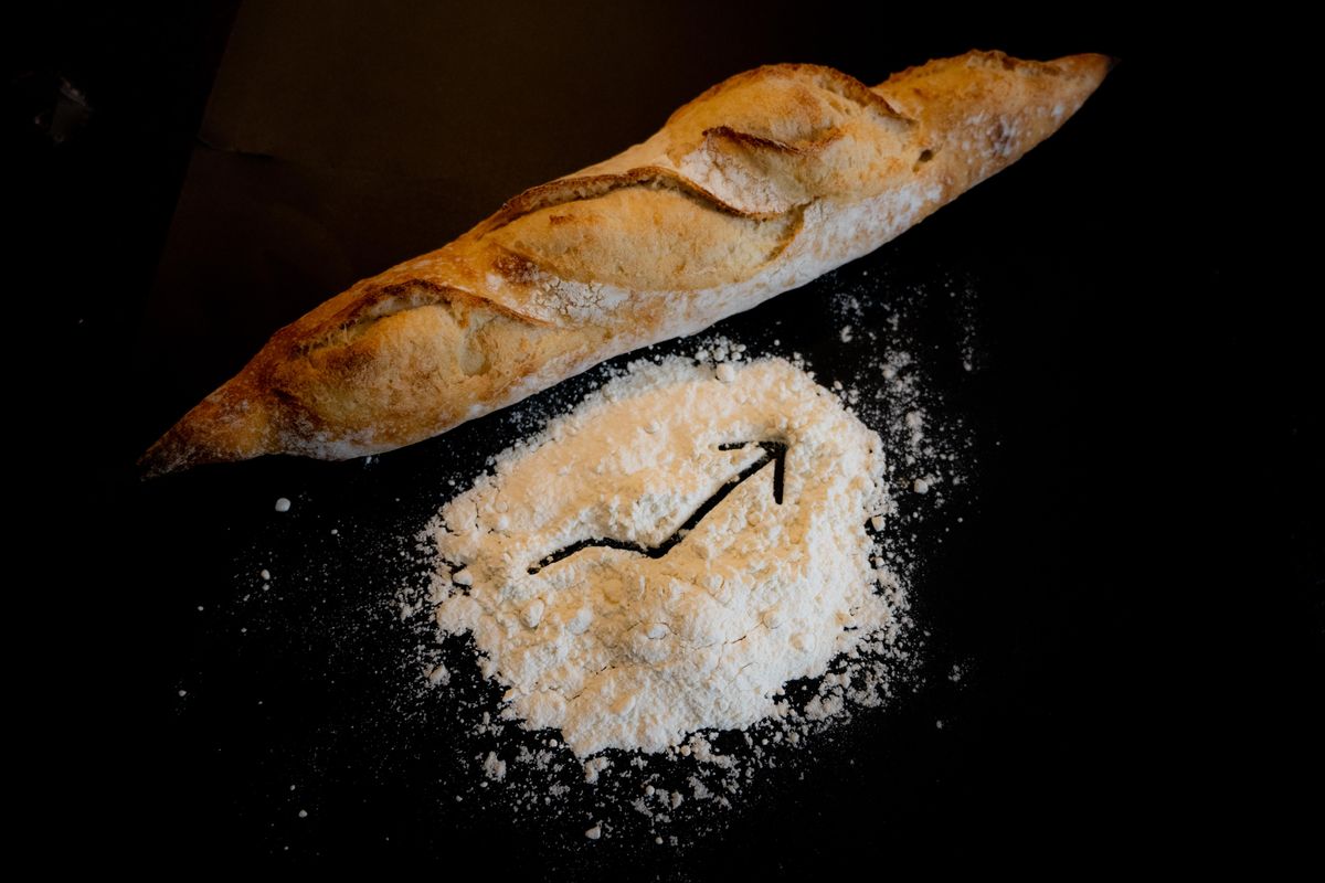 Illustration, probable increase in the price of the baguette due to the increase in flour.