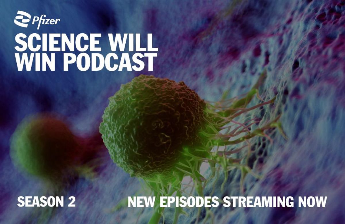 Image of a cell from microscope | Pfizer "Science Will Win" podcast | Season 2 | New episodes streaming now