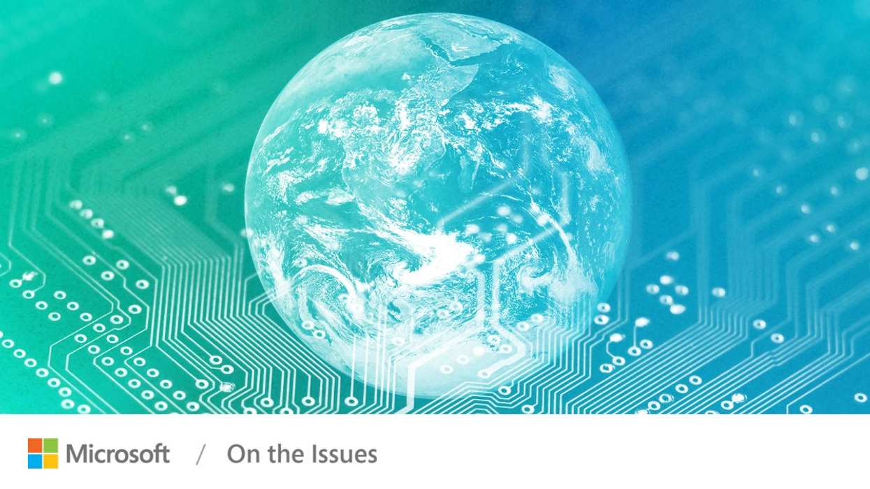 Image of Earth, with the Microsoft logo below | Microsoft On the Issues