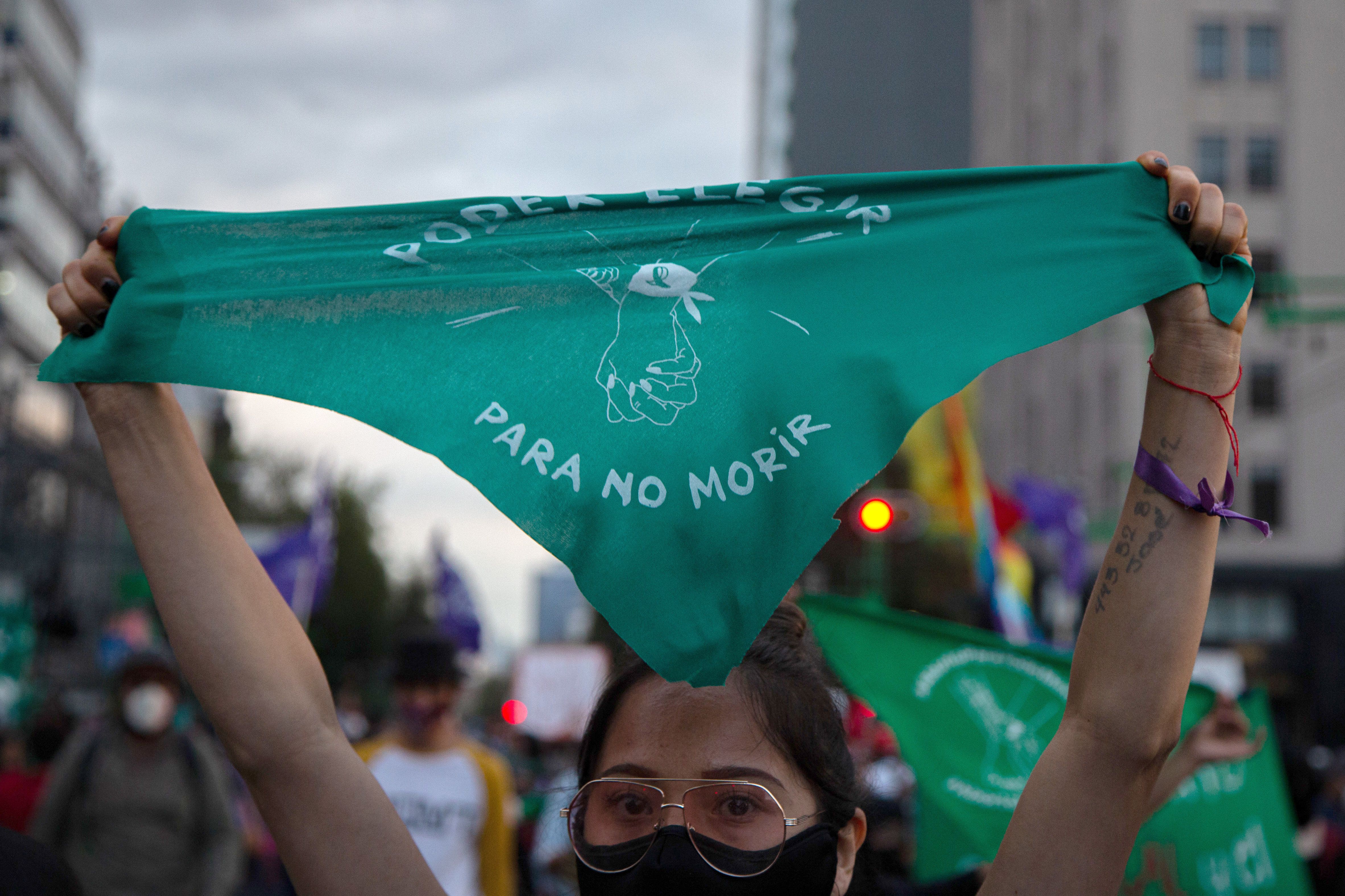 Women take part in a protest in Mexico City to demand abortions are legalized in the country. Reuters